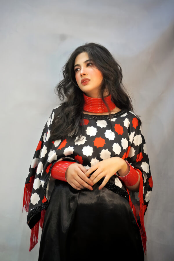 3-Piece Pure Silk Dress with Cape