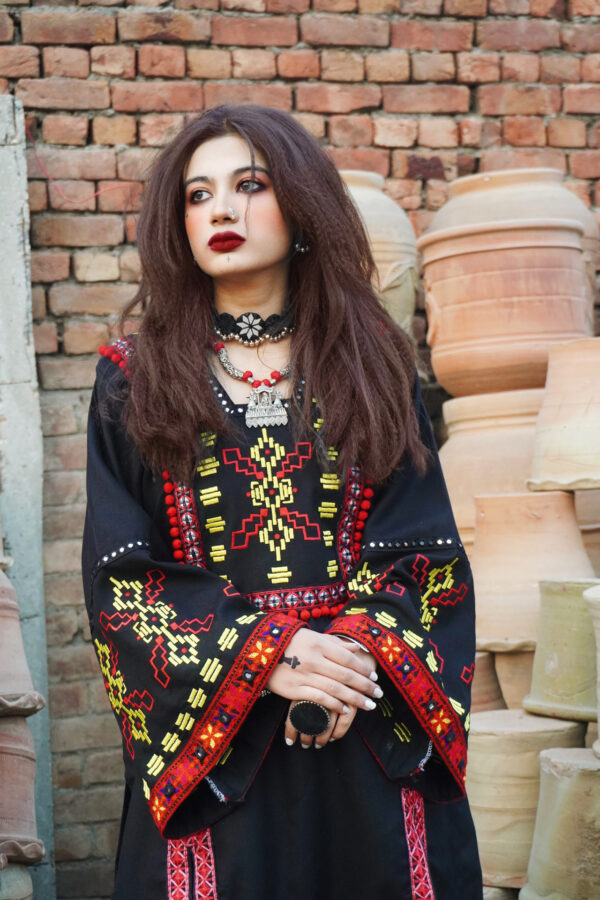 2-Piece Embroidered Woolen Dress