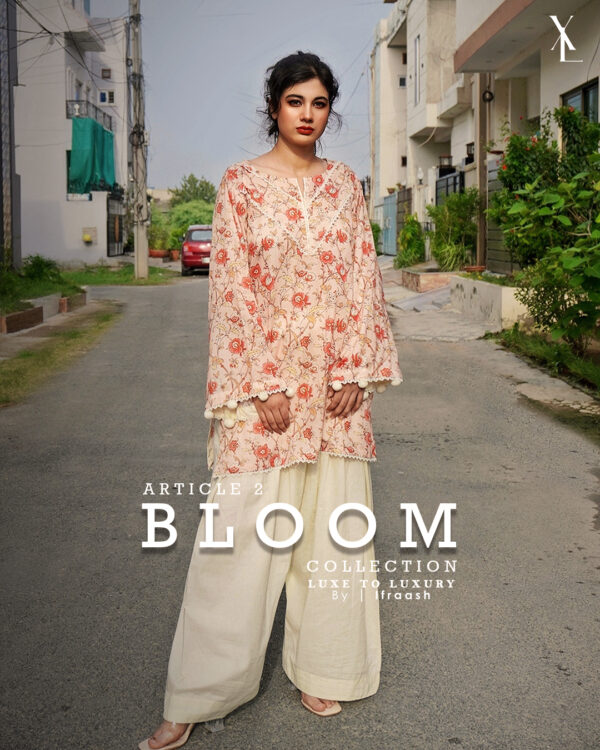 2 Pc Pure Lawn - Coral Whisper